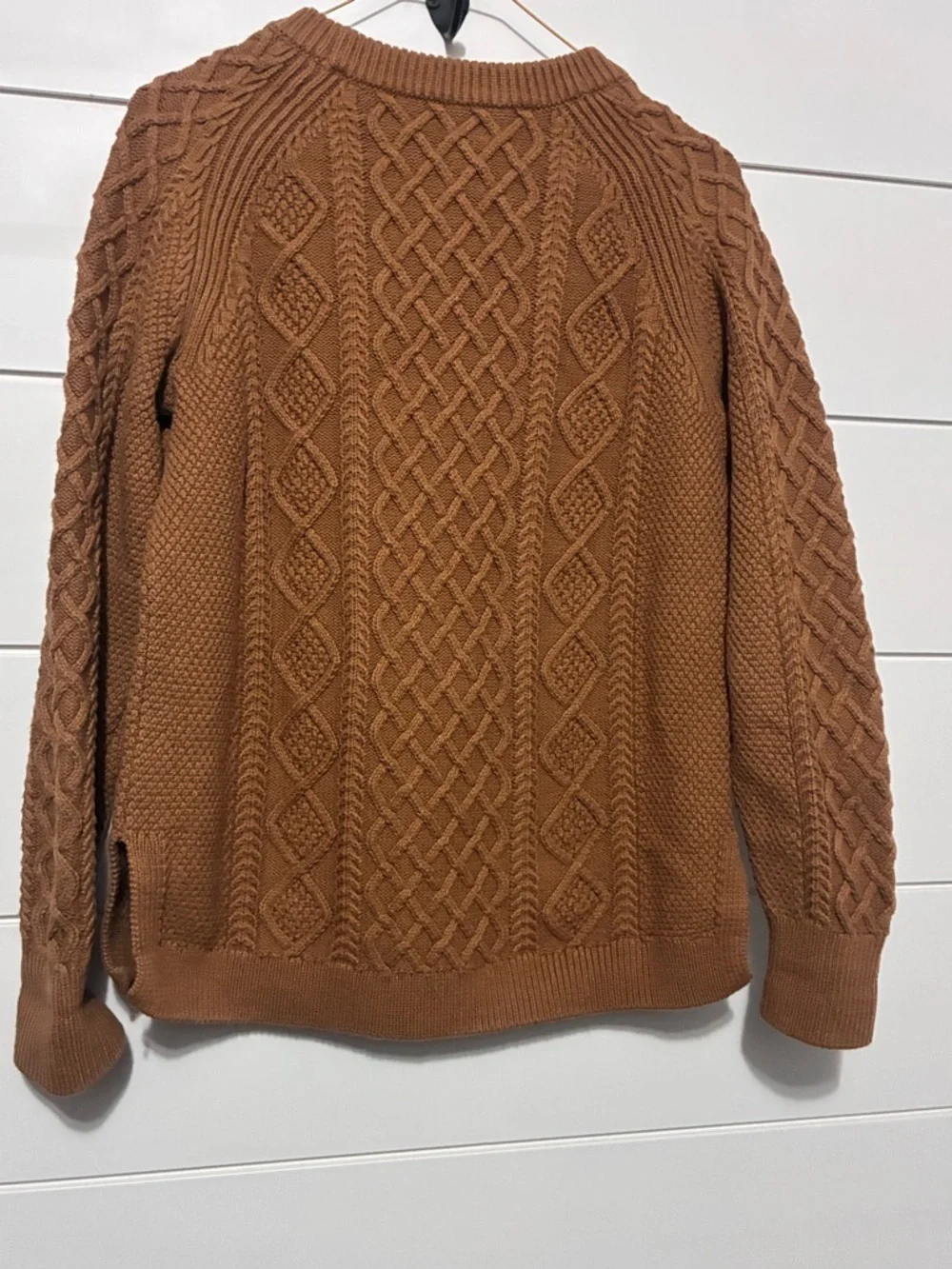 J. Crew Cotton Cable-Knit Sweater, small, camel